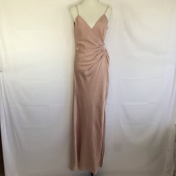 Maniju Dresses & Skirts - MANIJU WOMEN ELEGANT BLUSH PINK STATIN SPAGETTI RUCHING MAXI EVENT DRESS SZ M